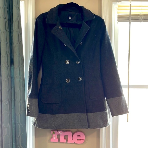 Pim Kie Two-toned Double Breasted Pea jacket coat Gray size Small - Picture 4 of 4